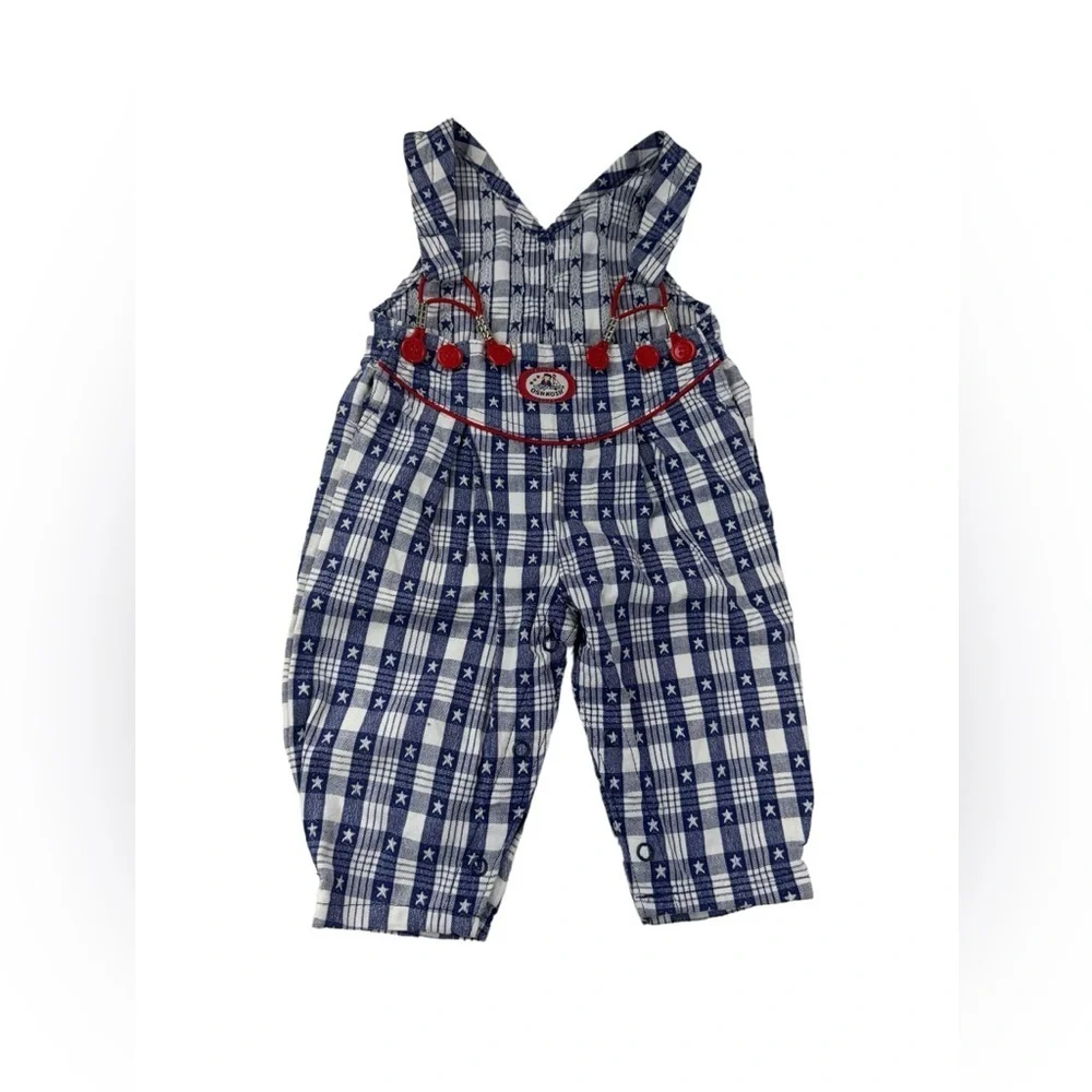 Vintage Oshkosh 3-6 Month Red & Blue Sailor Shortalls